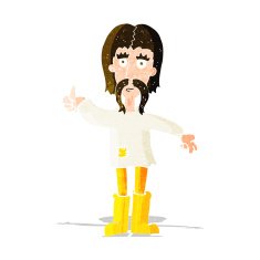 cartoon hippie man giving thumbs up symbol N3