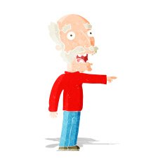 cartoon scared old man pointing N3