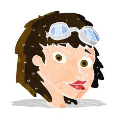 cartoon happy woman wearing aviator goggles N3