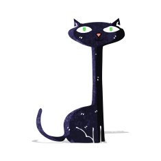 cartoon black cat N37