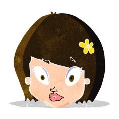 cartoon happy female face N44
