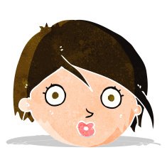 cartoon surprised female face N14