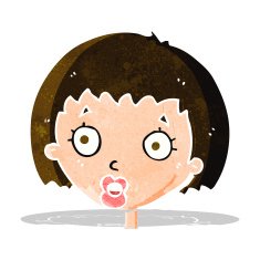 cartoon surprised female face N16