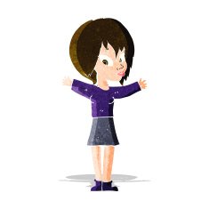 cartoon woman with open arms N26