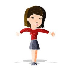cartoon woman shrugging shoulders N124