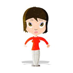 cartoon woman shrugging shoulders N125