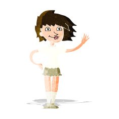 Cartoon Woman Waving N83