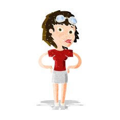 cartoon retro pilot woman N3
