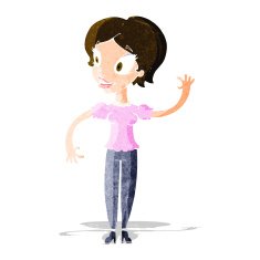 Cartoon Woman Waving N84