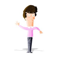 cartoon nervous man waving N6