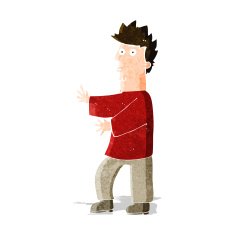 cartoon nervous man waving N7