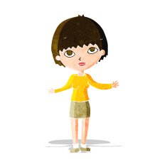 cartoon woman shrugging N14
