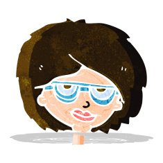 cartoon woman wearing spectacles N13