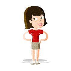 cartoon happy woman with hands on hips N5