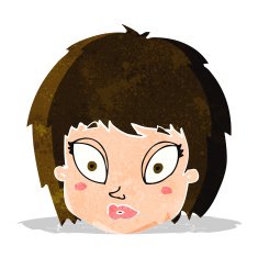 cartoon surprised female face N17