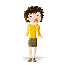 cartoon woman shrugging shoulders N127