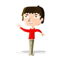 cartoton unhapy boy waving N6