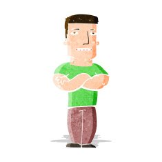cartoon tough guy with folded arms N3