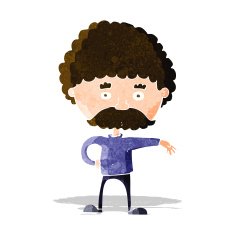 cartoon man with mustache making camp gesture N3