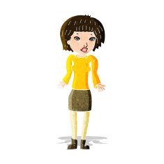 cartoon woman shrugging shoulders N129