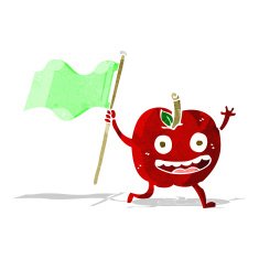cartoon apple with flag N3
