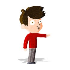 cartoon pointing boy N10