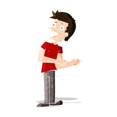 cartoon man making excuses N3