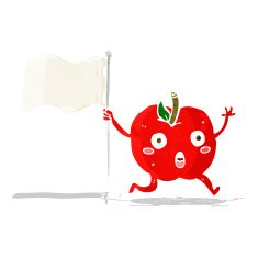 cartoon funny apple with flag N3