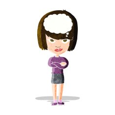 cartoon woman with folded arms imagining N3