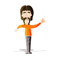 cartoon waving man with mustache N4