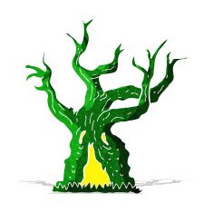 cartoon spooky old tree N10