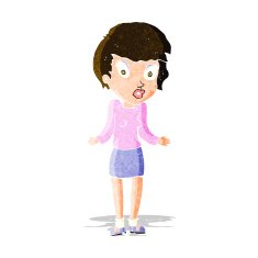 cartoon woman shrugging shoulders N131