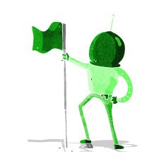 cartoon astronaut planting flag N3