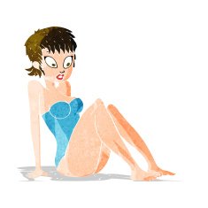 cartoon woman in swimsuit N2