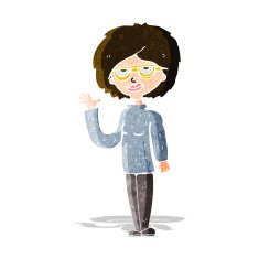 Cartoon Woman Waving N89