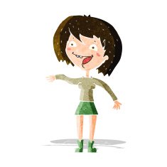cartoon waving woman N35