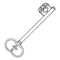 Vector Single Lineart Antique Key