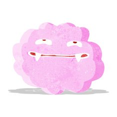 cartoon pink fluffy vampire cloud