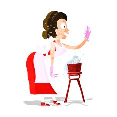 cartoon housewife washing up N3