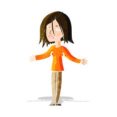 cartoon woman shrugging shoulders N133
