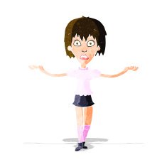cartoon woman shrugging shoulders N134