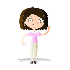 Cartoon Woman Waving N90