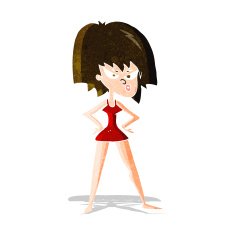 cartoon angry woman in dress N3
