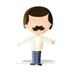 cartoon mustache man with open arms N3