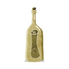 cartoon letter in a bottle N8