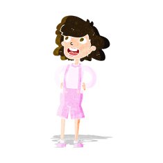 cartoon woman in dungarees N2