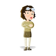 cartoon woman with crossed arms and safety goggles N2