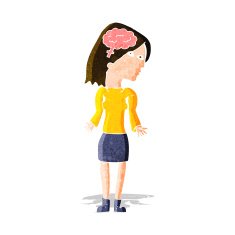 cartoon clever woman shrugging shoulders N2
