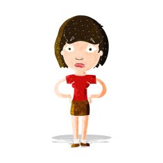 cartoon worried woman N23