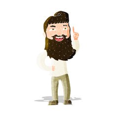 cartoon happy bearded man with idea N3
